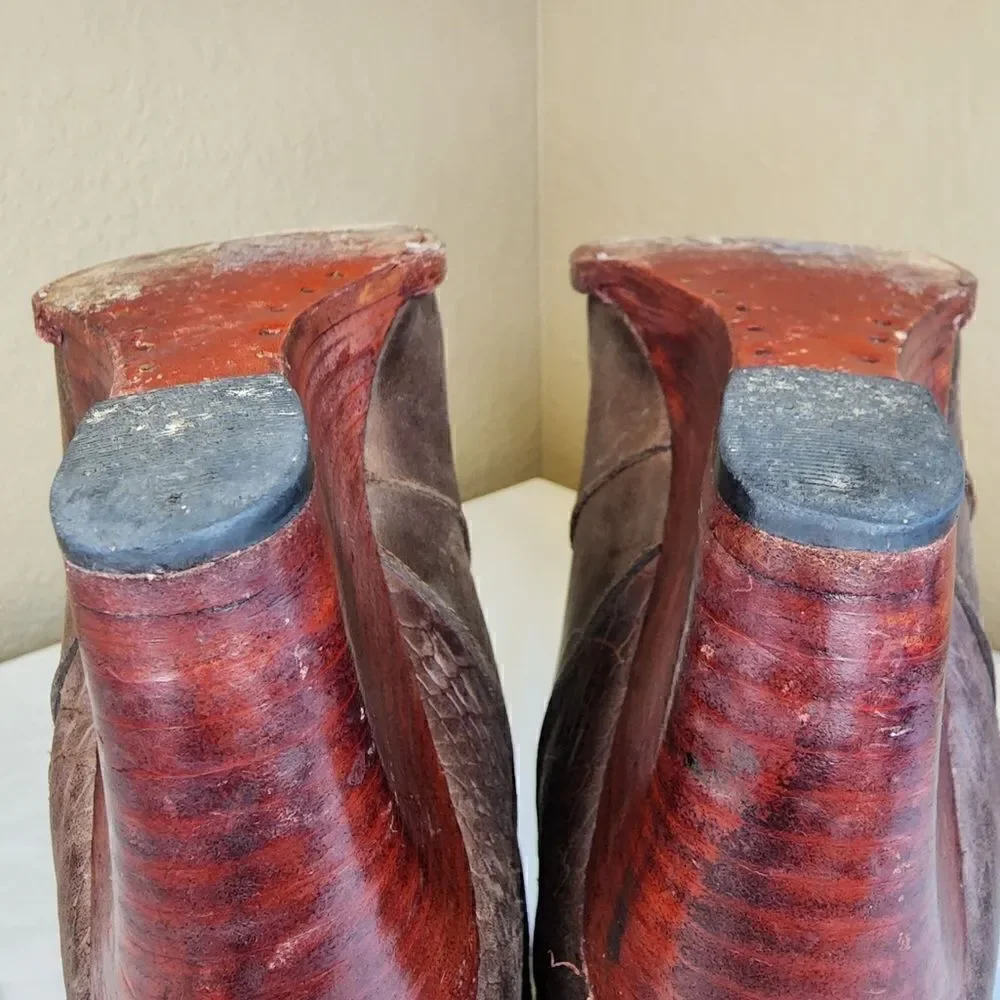 Johnny Ringo- Brown Leather Cowgirl Western Booties with Side Zippers, Size 7.5